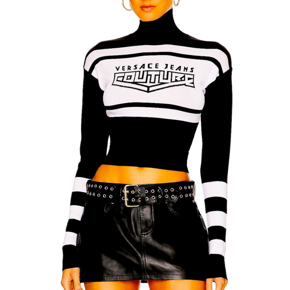Versace Jeans Cotour Black/white Turtleneck Sweater